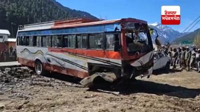 Tourist bus and car collide in road accident in Ganderbal