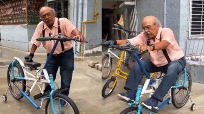 Gujrat News: An example of hobby and passion, the old man made a unique bicycle