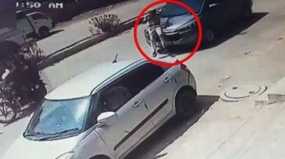 bjp leaders car dragged homeguard personnel to 200 meters on bonnet