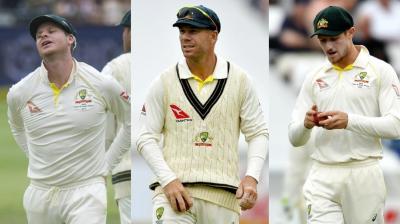 Steve Smith, David Warner and Cameron Bancroft 