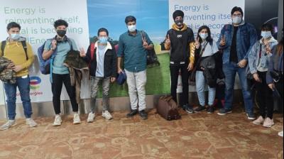  182 Indians returning from Ukraine arrived at Delhi Airport on a special UIA flight