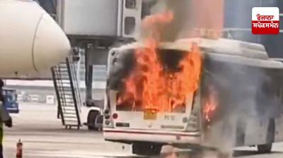 Bus catches fire at Delhi Airport Terminal 3