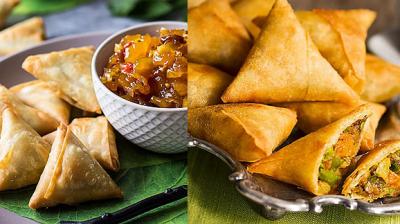 Homemade cheese-spinach samosas Food Recipes