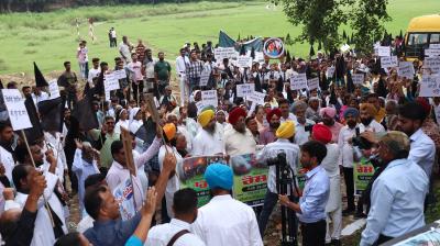 Protest by Christian community at Dhariwal against Manipur incident