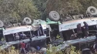 Dehradun Bus falls into 100-meter deep gorge