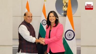 Tulsi Gabbard meets Defense Minister Rajnath Singh