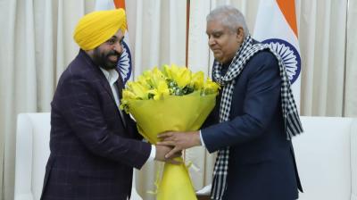 CM Bhagwant Mann and Vice President Jagdeep Dhankhar