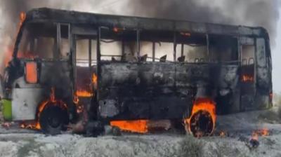 Ghazipur Bus fire Accident News in punjabi