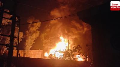 Jalandhar: A massive fire broke out at a tire warehouse in Luma village.