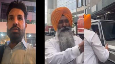 Raja Waring spoke after the protest in New York