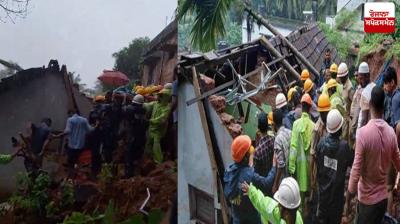 Fallen wall of the house due to heavy rain Karnataka News