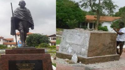 statue of Mahatma Gandhi removed 
