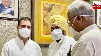 Charanjit Singh Channi, Rahul Gandhi and Bhupesh Baghel 