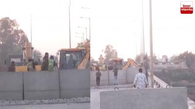 Haryana government starts breaking cement slabs at Shambhu border Latest News in Punjabi 