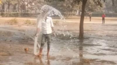 Water in the park to stop Namaz
