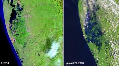 NASA releases before and after images of Kerala floods
