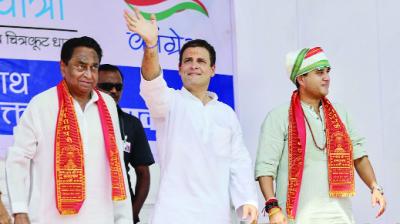 Rahul Gandhi and others during the Rally
