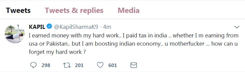 Kapil Sharma's tweet  