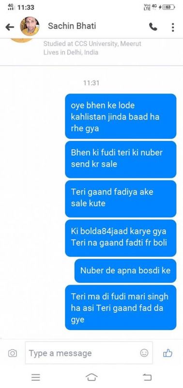 Hate post against Sikhs on Facebook 