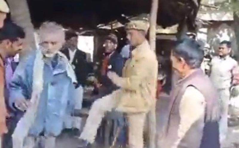 UP policeman seen kicking old man with folded hands, video goes viral