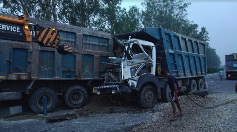 One killed as stone-laden tipper collides with roadside tipper