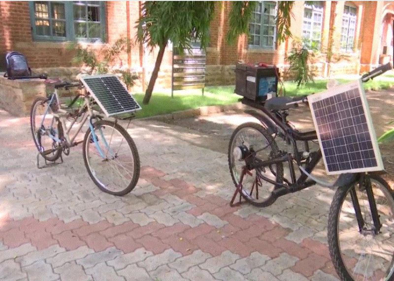 Seeing the rising petrol prices, the young man built a solar bicycle at home