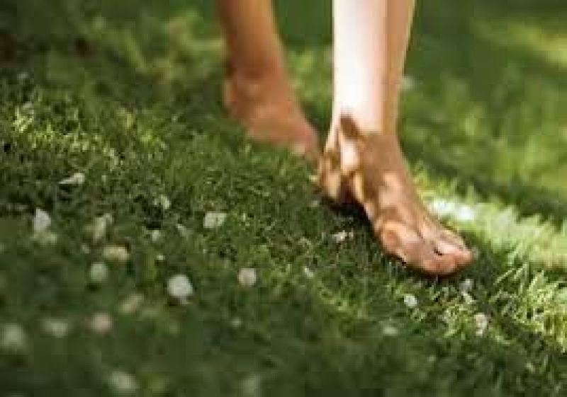  Walking barefoot on green grass eliminates many problems