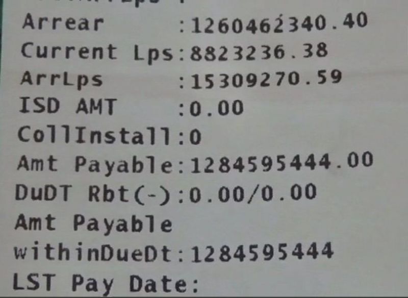 Man gets electricity bill of Rs 1,28,45,95,444