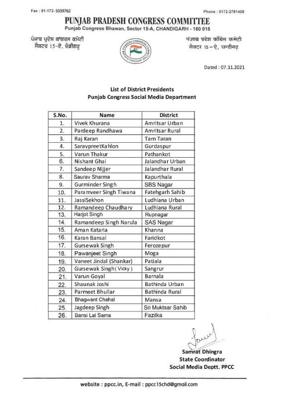 social incharge congress