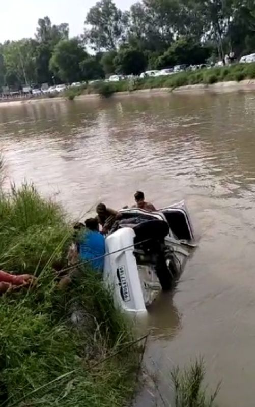 Car fell into a canal