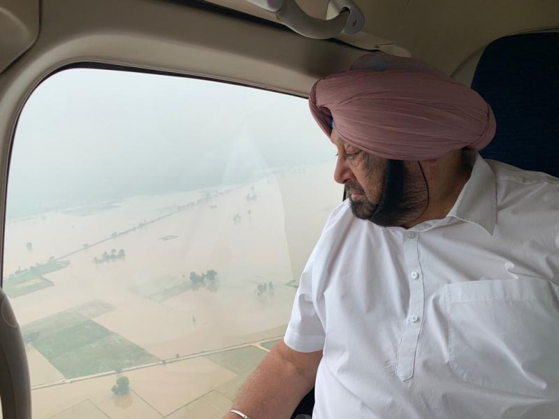 CM Captain Amrinder Singh visit flood affected areas