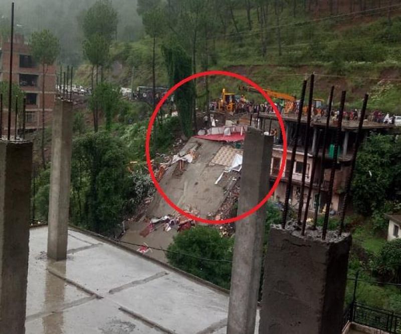 Three story building collapses in Solan
