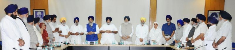 Akali leaders During the core committee meeting of Shiromani Akali Dal 