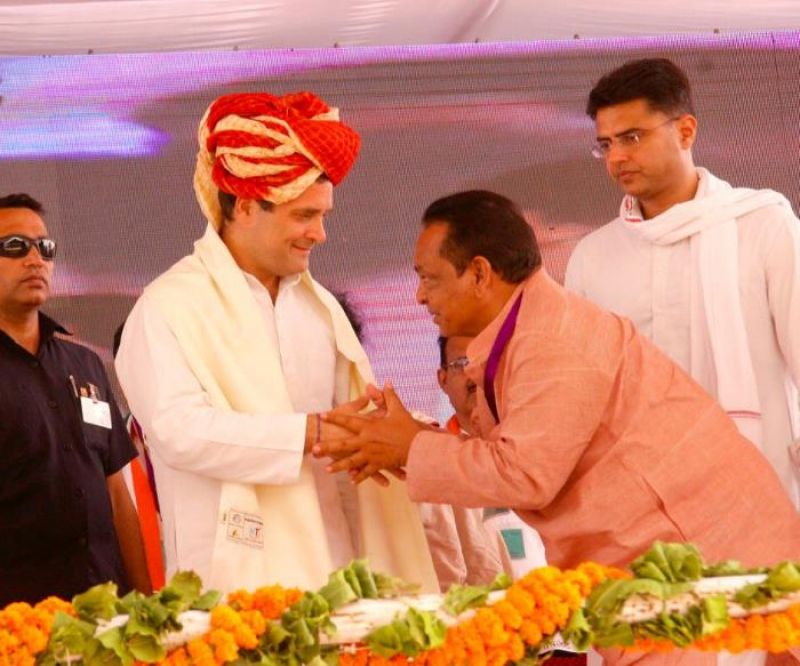 Rahul Gandhi in the public meeting in Dhaulpur