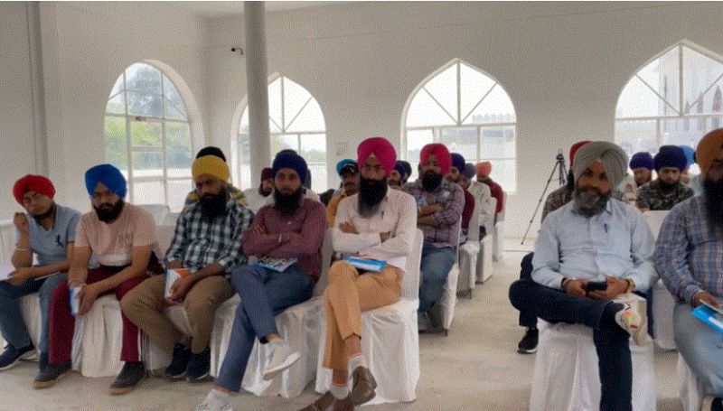 After receiving the referee certificate for the Gatka refresher course, President Harjit Singh Grewal is seen standing with other office bearers.