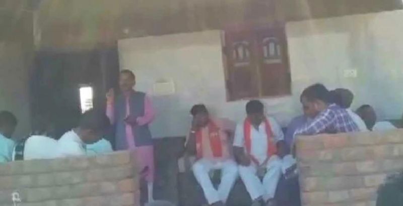 BJP leader Ramesh Katara during a public meeting in Fatehpura