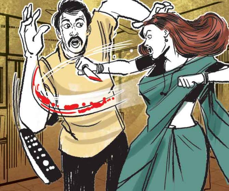 third Wife Attacked on Husband with Knife