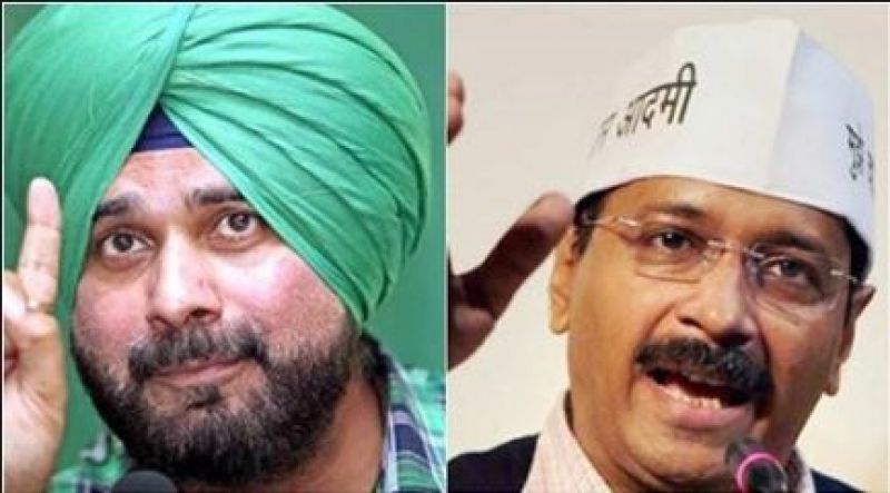Navjot Sidhu with Kejriwal