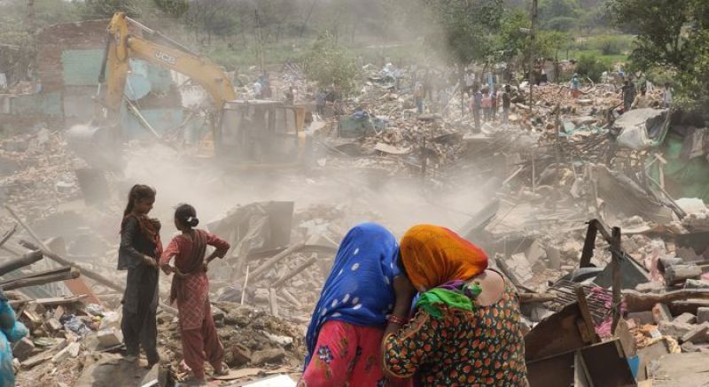 Demolition drive at Colony 4 Chandigarh 