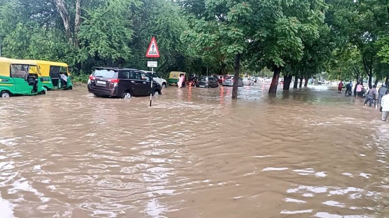 Roads in Chandigarh submerged during heavy rains