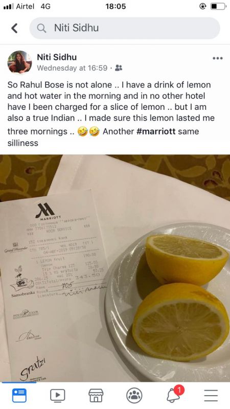 Hotel charged rs 350 for two lemons