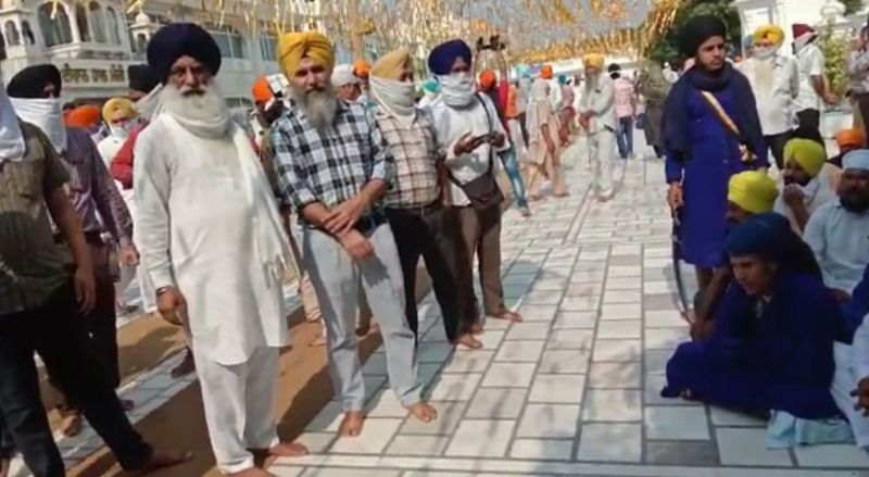 Sikh organizations outside Diwan Hall Manji Sahib