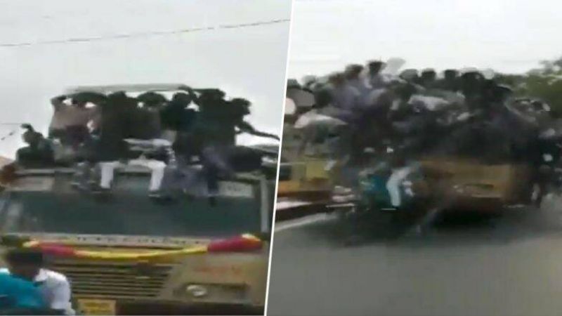 Chennai students climb fall off moving bus while celebrating bus day