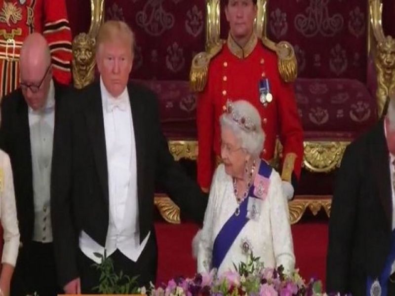 donald trump touches queen elizabeth britain