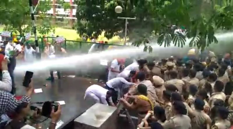 Police attack with water cannon on LIP workers