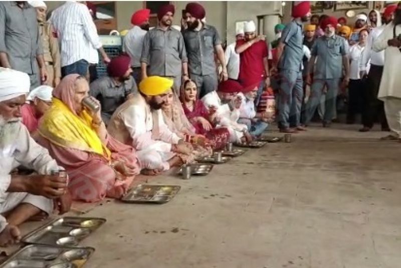 CM Mann and Dr Gurpreet Kaur at Village Satoj