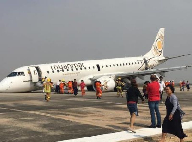 Myanmar plane in emergency touchdown as landing gear fails