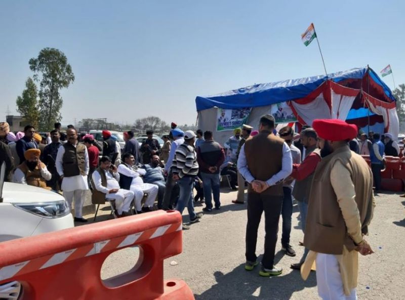 Congress protest at Ladhowal toll plaza 
