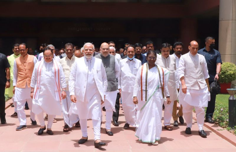 NDA's Presidential candidate Droupadi Murmu and PM Modi