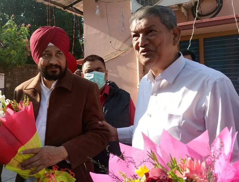 CM Channi and Harish Rawat